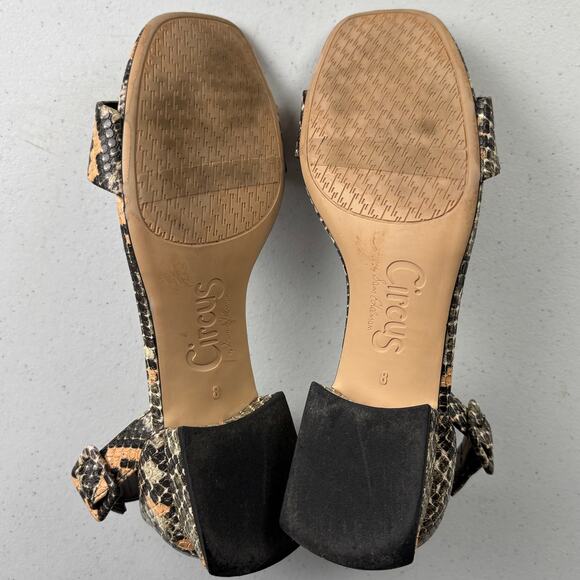 Circus by Sam Edelman Jade Peach Multi Snake Print Ankle Strap Sandal Size 8 - Picture 5 of 7